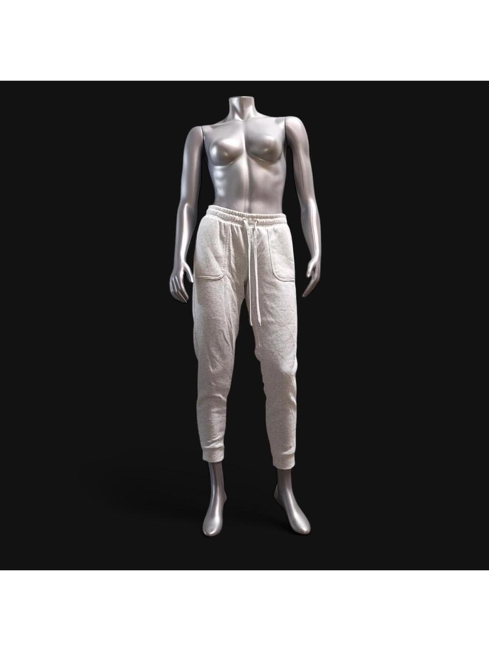 Rae Dunn Womens Joggers Small Light Grey Heather Fleece Sweatpants Drawstring